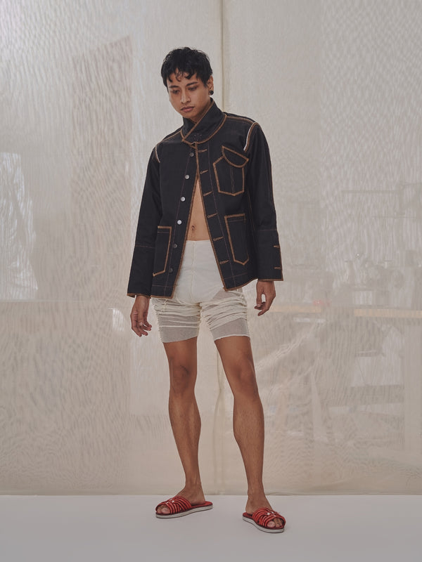 Denis Biker Jacket in Choco Denim