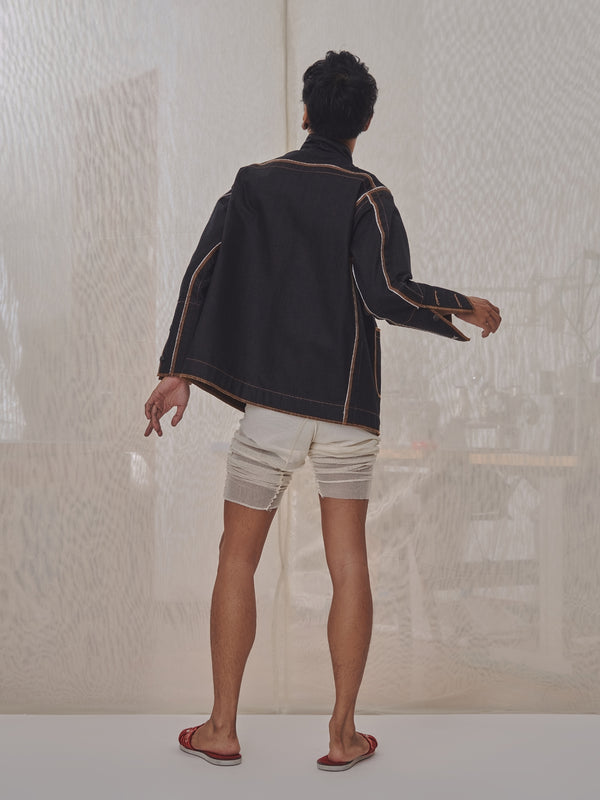 Denis Biker Jacket in Choco Denim