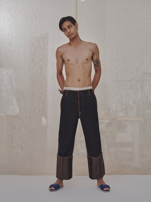 Fixed Cuff Jeans in Choco Denim