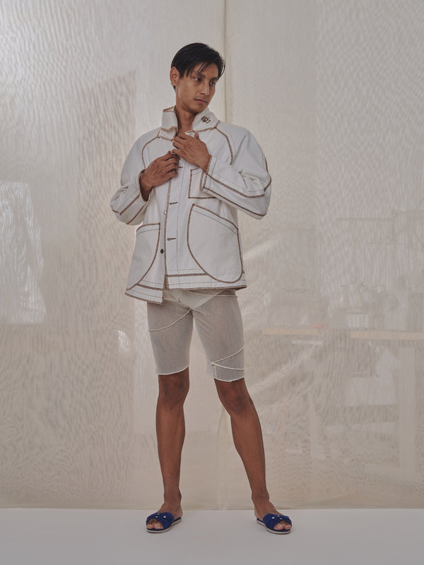 Jan Shell Jacket in Cream Canvas