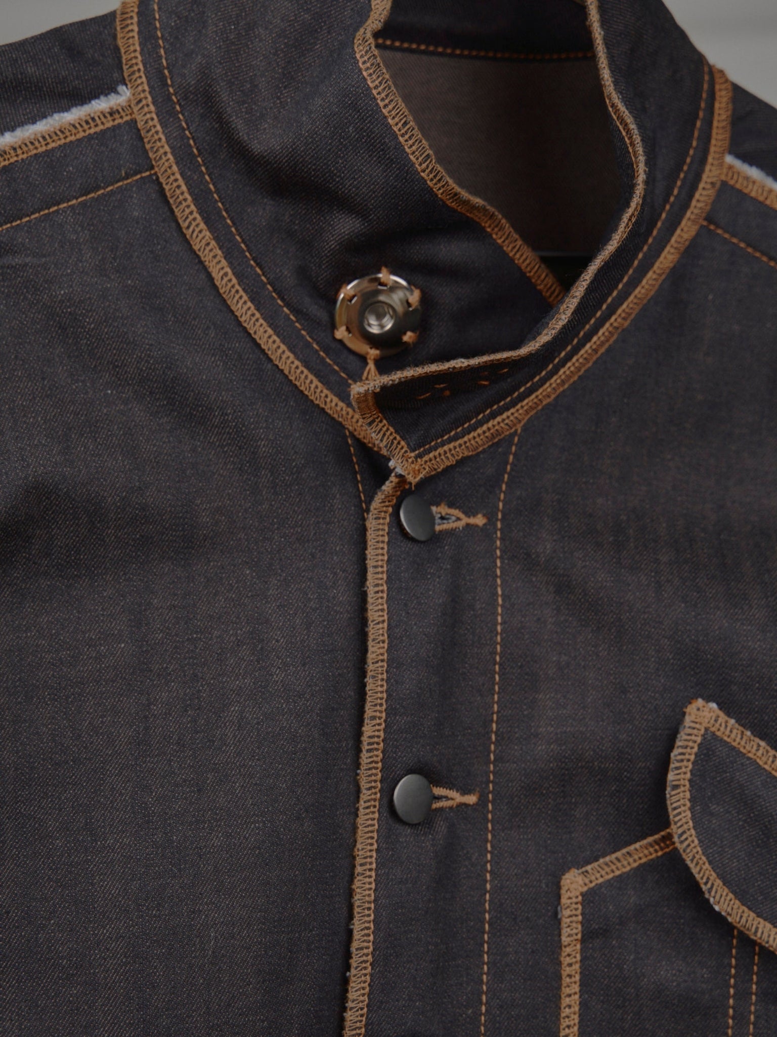 Denis Biker Jacket in Choco Denim