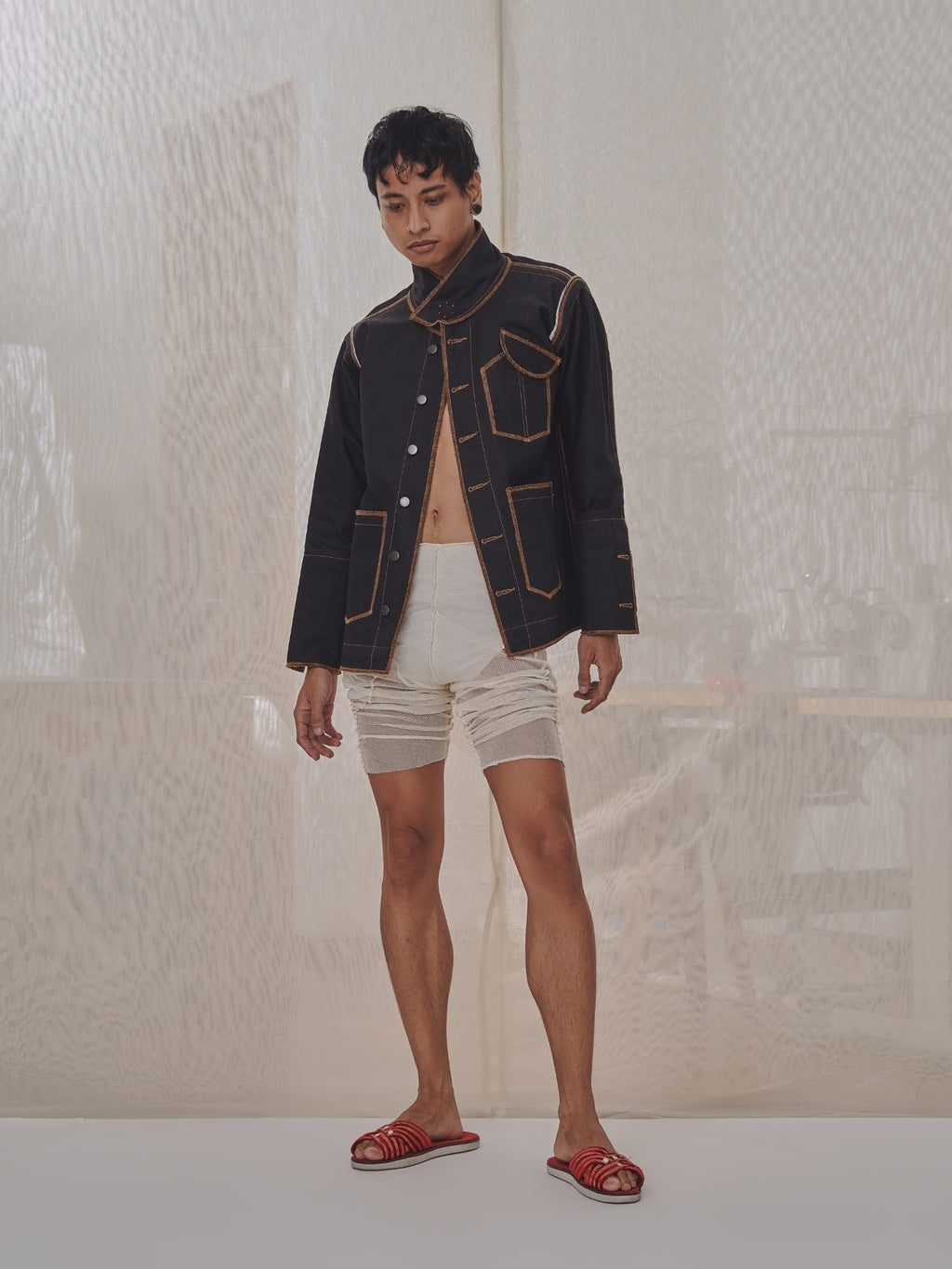 Denis Biker Jacket in Choco Denim