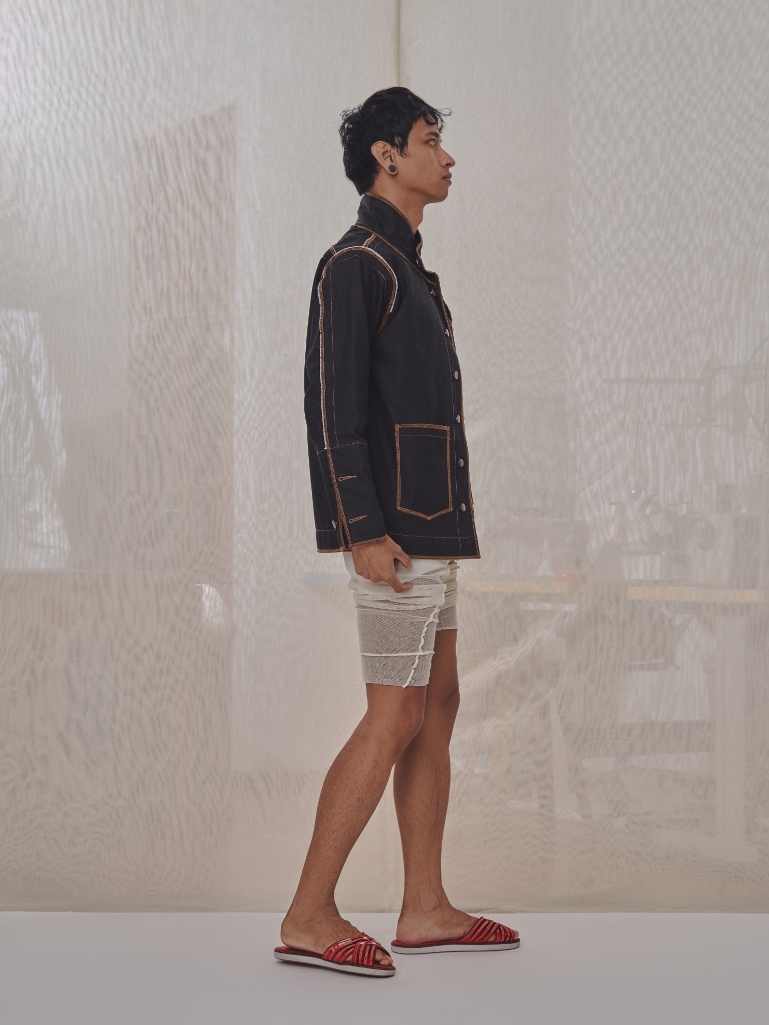 Denis Biker Jacket in Choco Denim