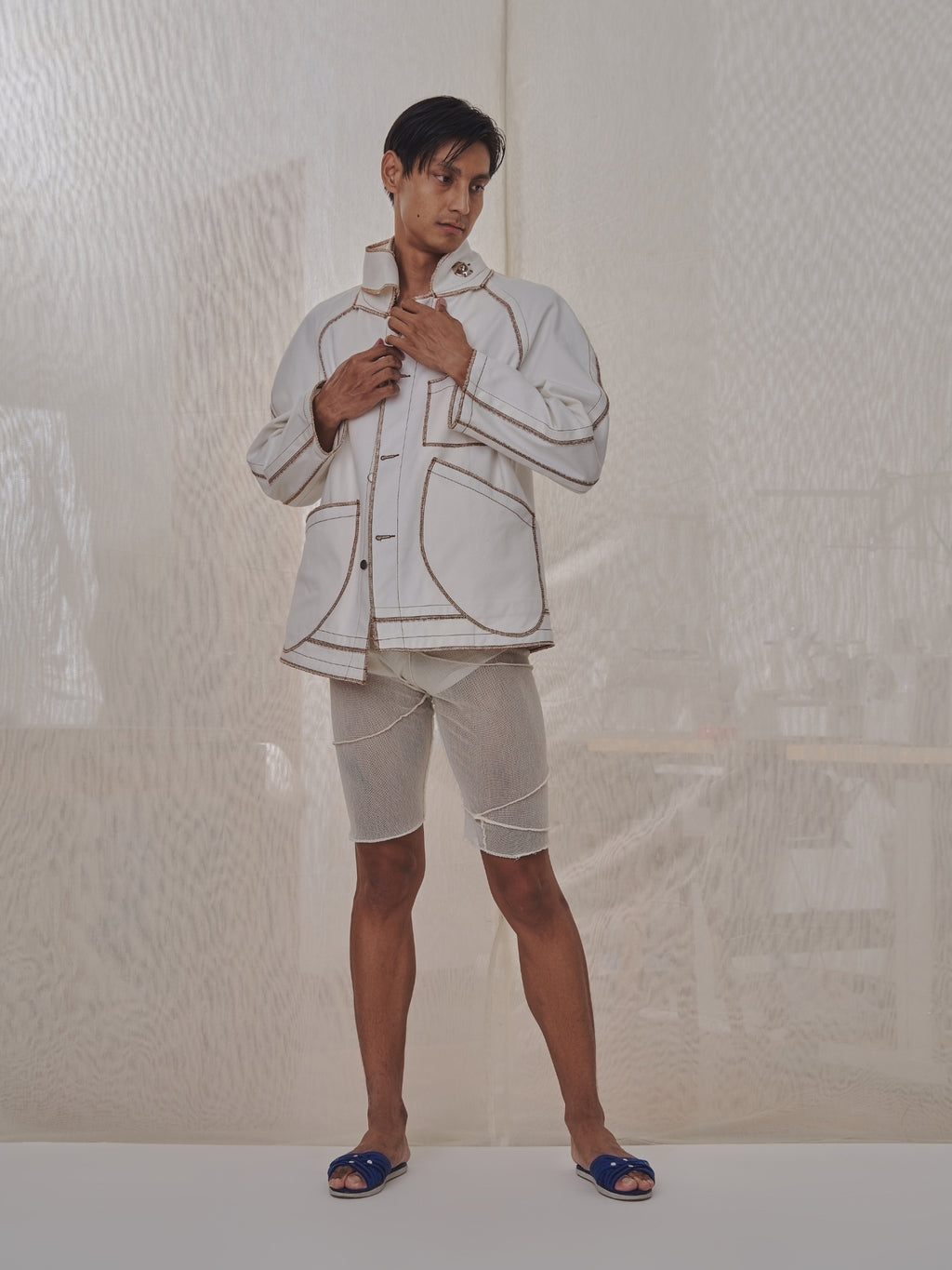 Jan Shell Jacket in Cream Canvas